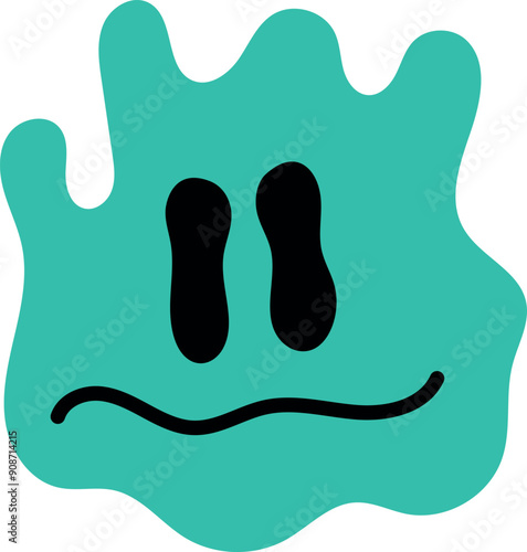 Crazy emoji in creative liquid style. Melted face