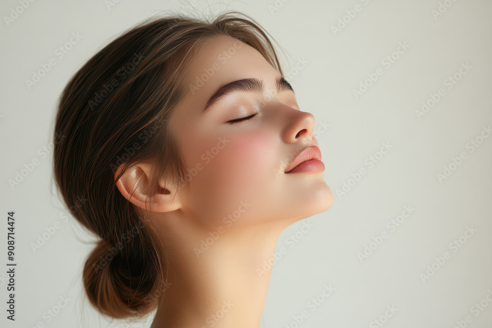 A close up of a girl's face with her eyes closed A close up of a girl's face with her eyes closed