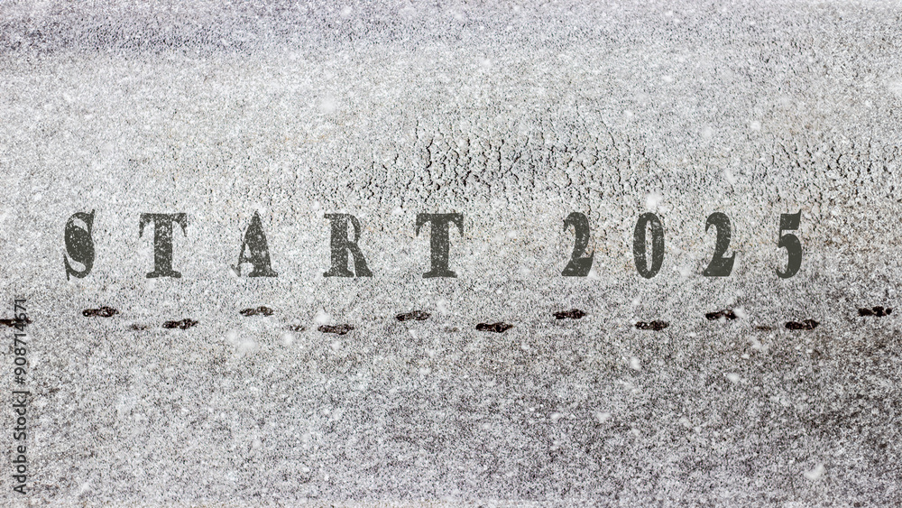 Snowy path with footprints and 'Start 2025' text, symbolizing new beginnings, journey, and fresh start into the new year. New year 2025 concept. Snowy path with footprints and 'Start 2025' text, symbolizing new beginnings, journey, and fresh start into the new year. New year 2025 concept.