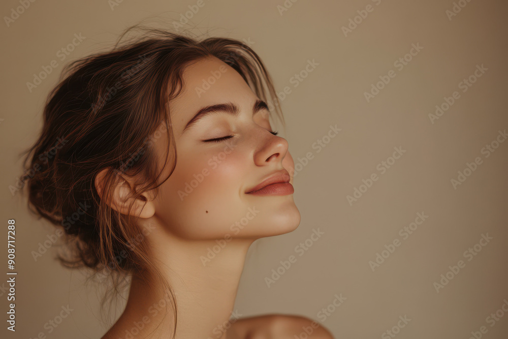 A close up of a girl's face with her eyes closed A close up of a girl's face with her eyes closed