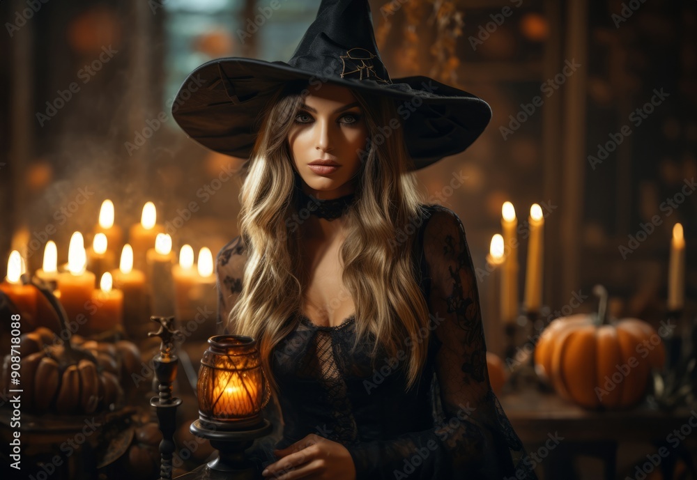 In the daylight of Halloween, a captivating girl dons a bewitching costume, casting a spell of allure and enchantment In the daylight of Halloween, a captivating girl dons a bewitching costume, casting a spell of allure and enchantment