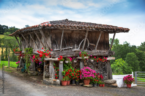 Typical Asturian granary called 