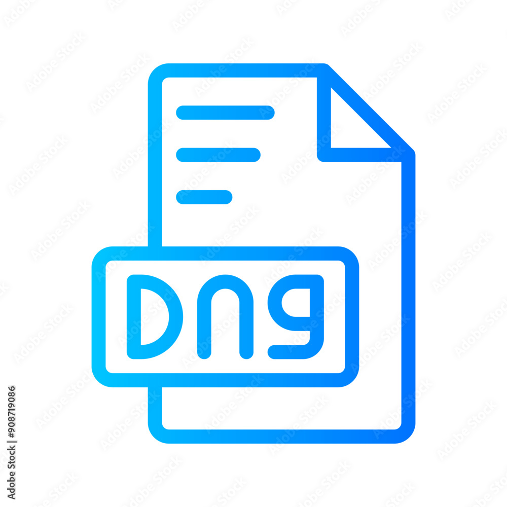 Dng Document file picture gradient icon. format file type icons symbol, Extension, type data, vector illustration. Dng Document file picture gradient icon. format file type icons symbol, Extension, type data, vector illustration.