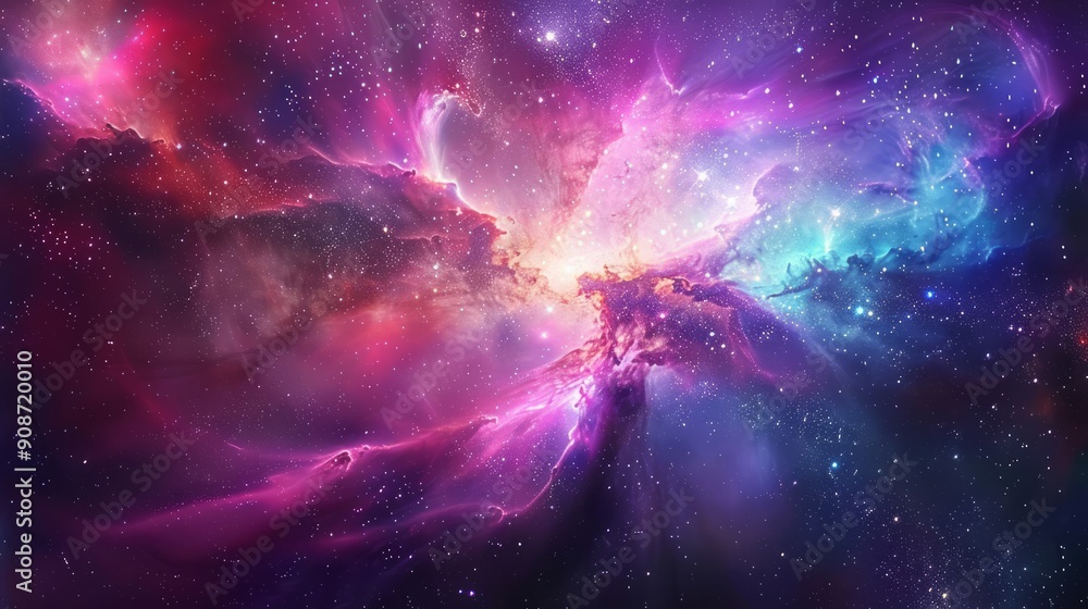 Colorful Nebula and Star Field in Deep Space