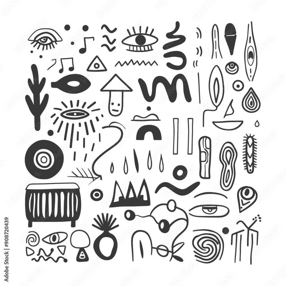 Abstract Doodle Collection of Eyes, Shapes, and Symbols Abstract Doodle Collection of Eyes, Shapes, and Symbols