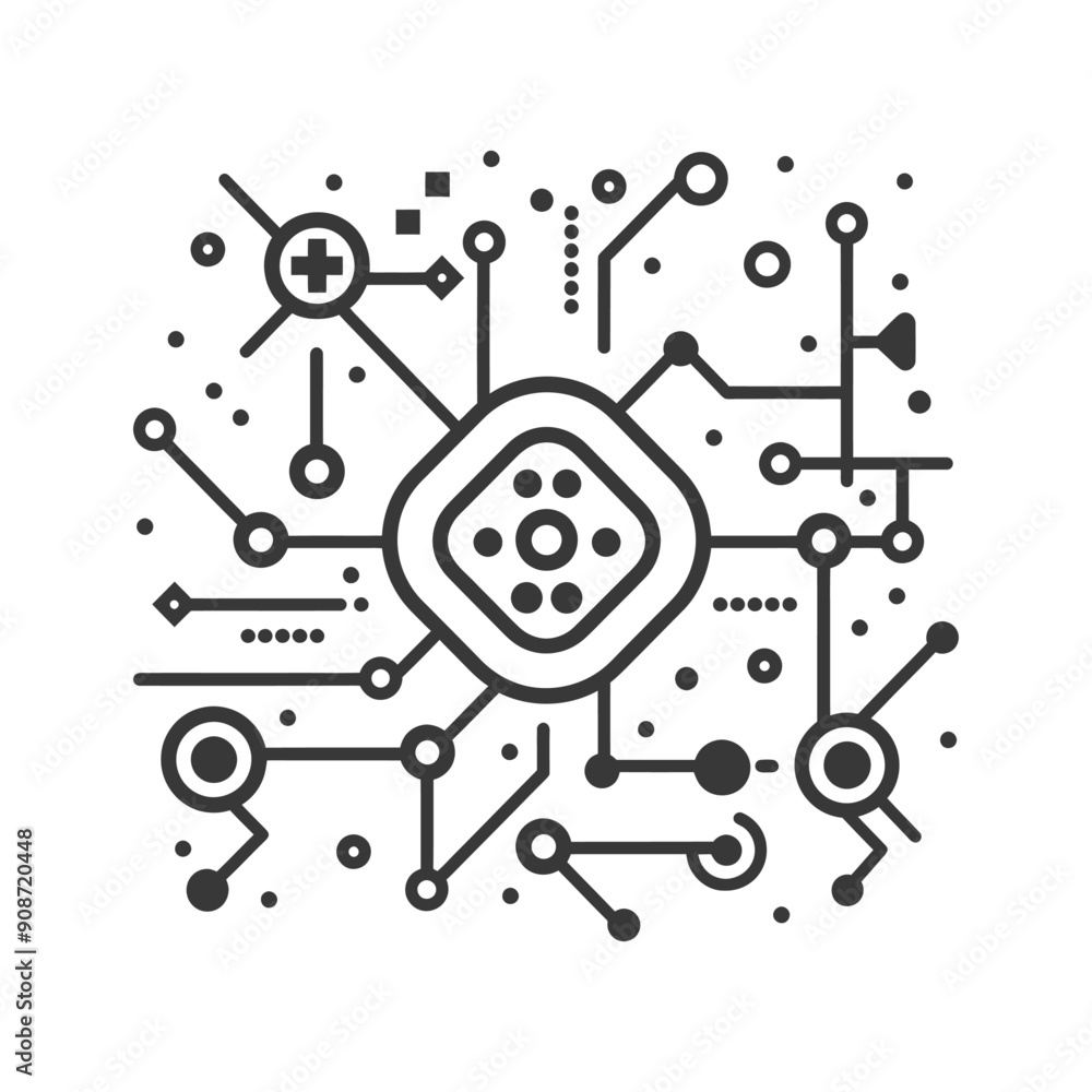 Fototapeta premium Abstract Digital Circuit with Central Hub