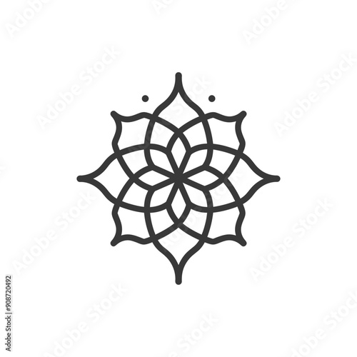 Abstract Floral Design with Intertwined Petals and Dotted Center