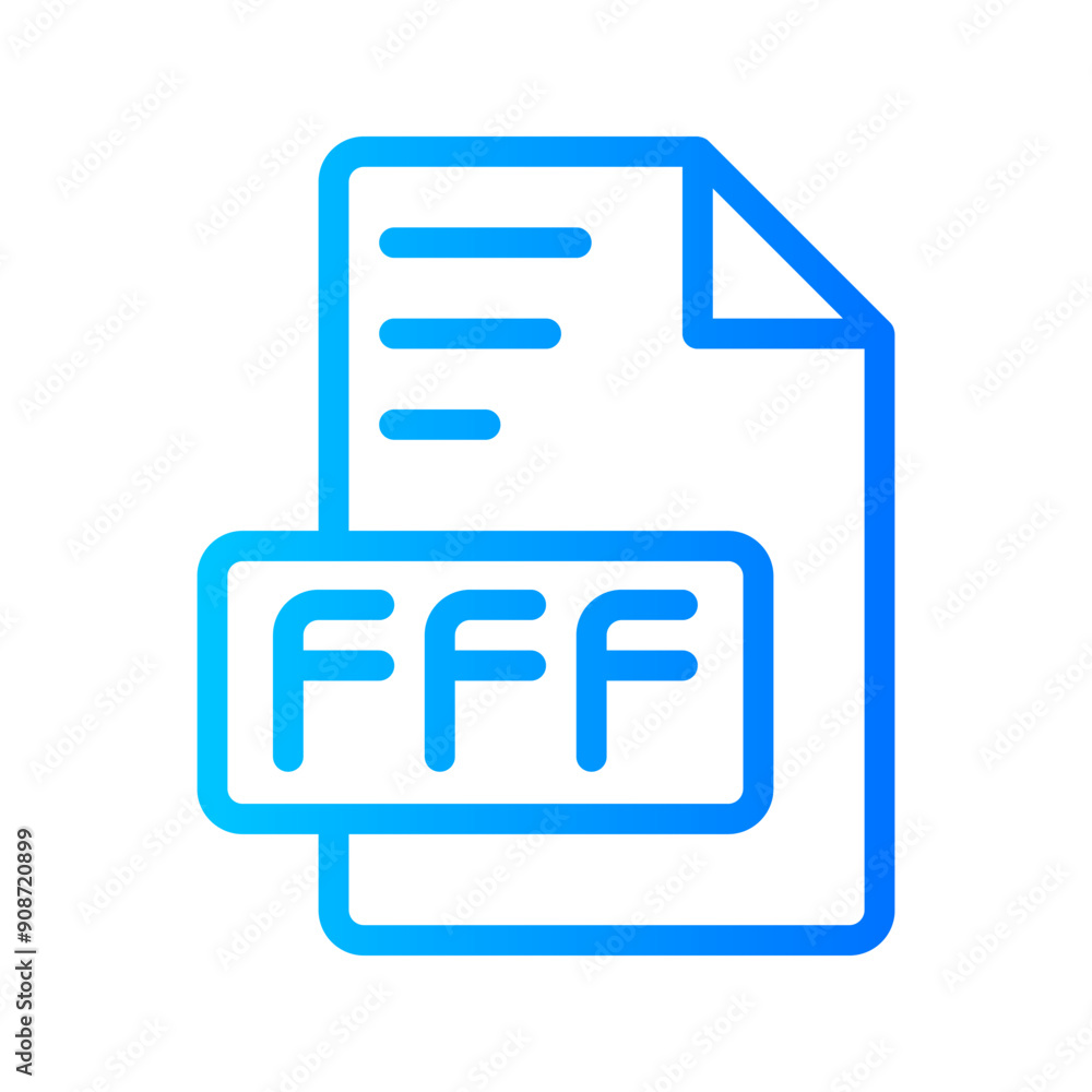 Fff Document file picture gradient icon. format file type icons symbol, Extension, type data, vector illustration. Fff Document file picture gradient icon. format file type icons symbol, Extension, type data, vector illustration.
