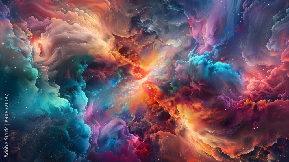 Vivid Swirling Nebula in Deep Space Vivid Swirling Nebula in Deep Space