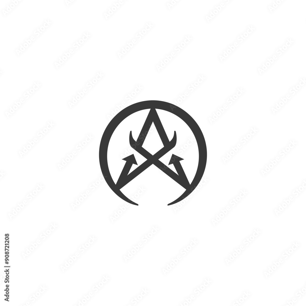 A Black and White Stylized Arrow Design Encased Within a Circle A Black and White Stylized Arrow Design Encased Within a Circle