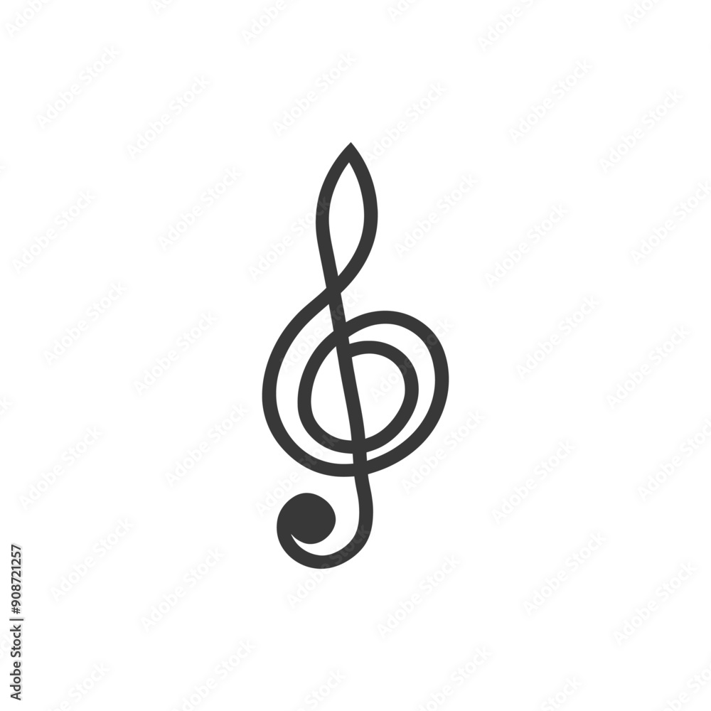 Naklejka premium A Black and White Treble Clef Symbol on a White Background