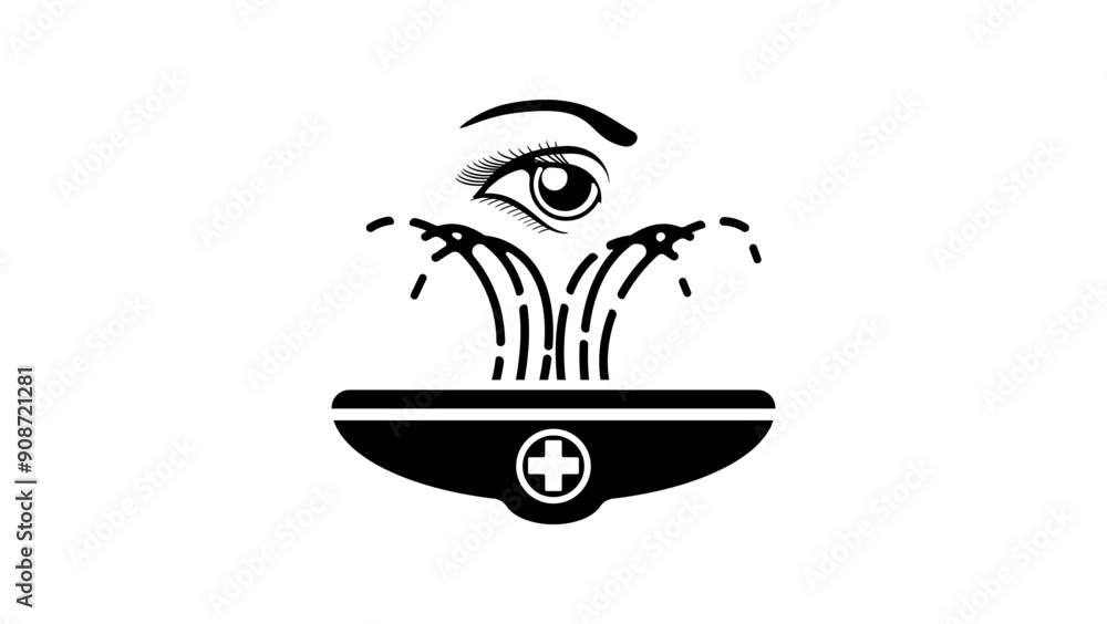 Emergency eye wash, Black Isolated Silhouette Emergency eye wash, Black Isolated Silhouette