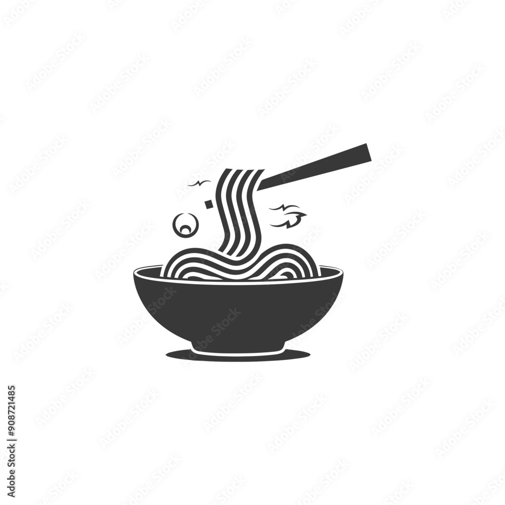 A bowl of noodles being lifted by chopsticks A bowl of noodles being lifted by chopsticks