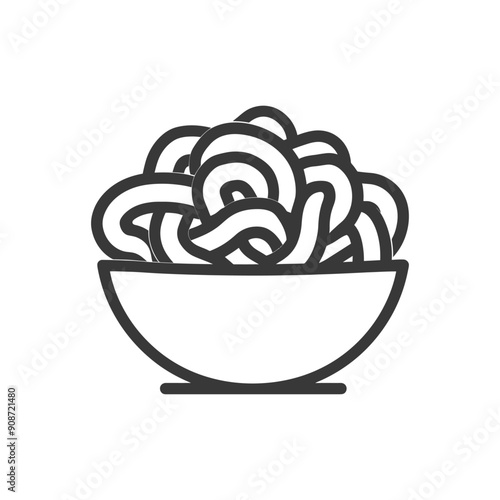 A bowl of noodles, a simple line drawing icon