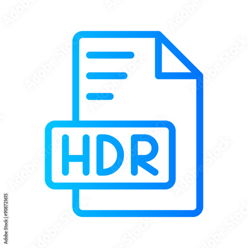 Hdr Document file picture gradient icon. format file type icons symbol, Extension, type data, vector illustration.