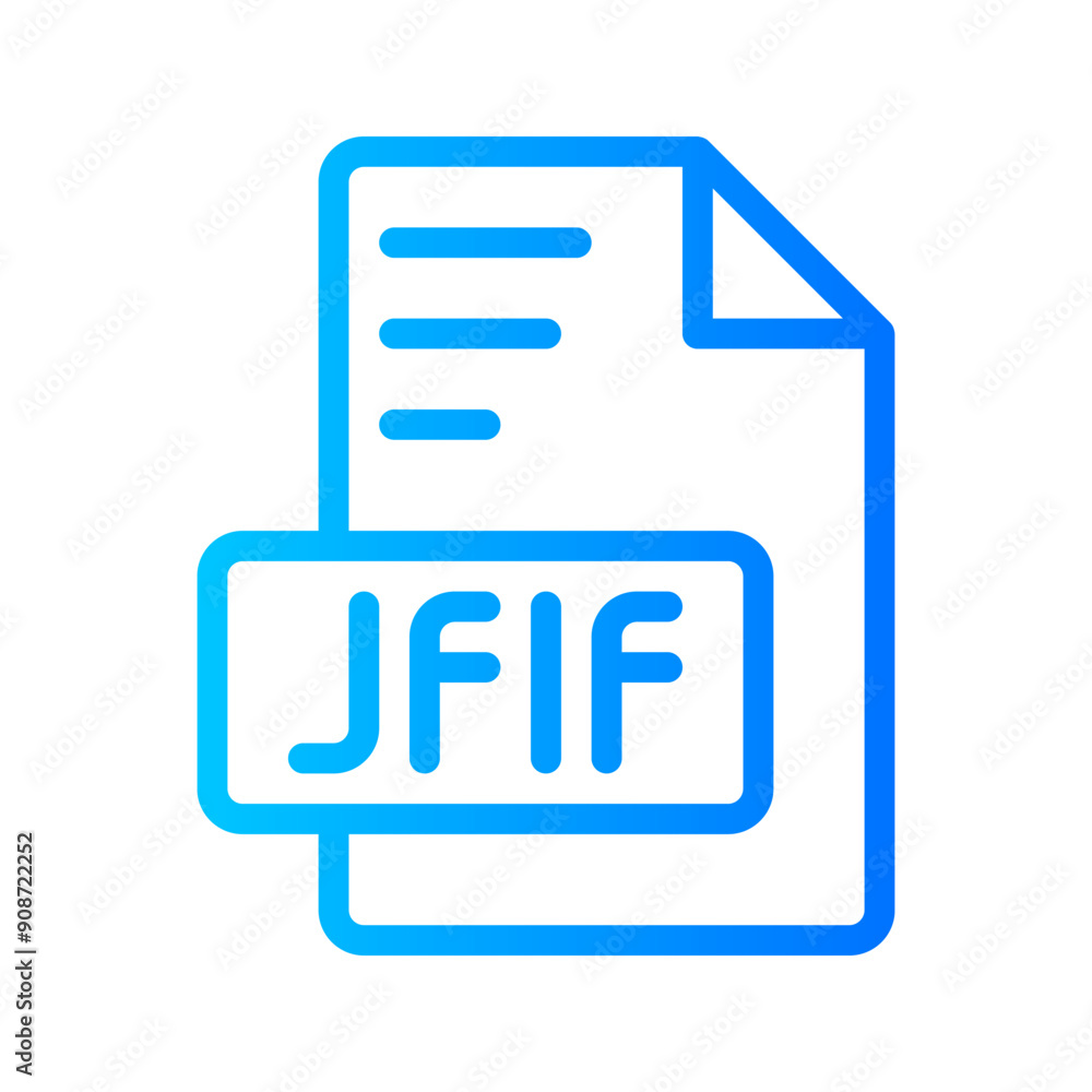Jfif Document file picture gradient icon. format file type icons symbol, Extension, type data, vector illustration. Jfif Document file picture gradient icon. format file type icons symbol, Extension, type data, vector illustration.