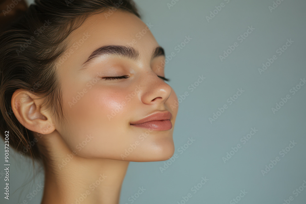 A close up of a girl's face with her eyes closed A close up of a girl's face with her eyes closed