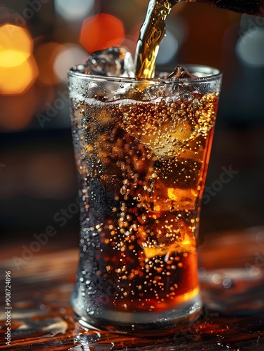 Wallpaper Mural Pouring Fizzy Soda Drink in Blurred Ambient Lighting Torontodigital.ca