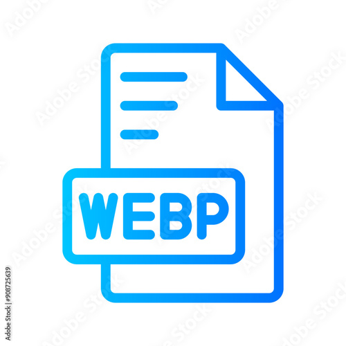 Webp Document file picture gradient icon. format file type icons symbol, Extension, type data, vector illustration.