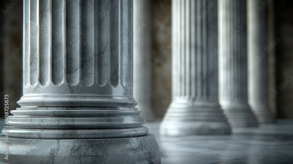 The pillars are made of grey marble. The pillars are made of grey marble.