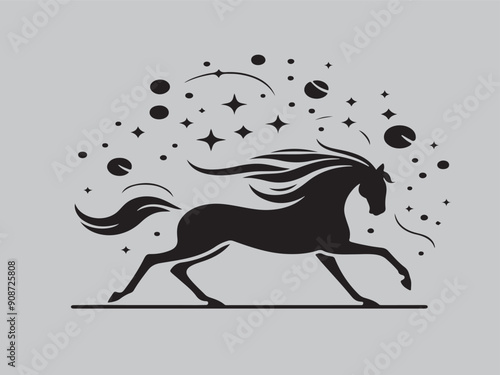 horse silhouette isolated on white