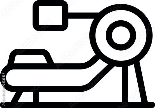 Simple line icon of a leg press machine for exercising leg muscles at the gym