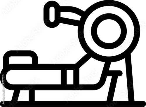 Line art icon of a seated row machine, perfect for representing gym equipment and back exercises