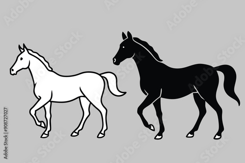 horse silhouette isolated on white