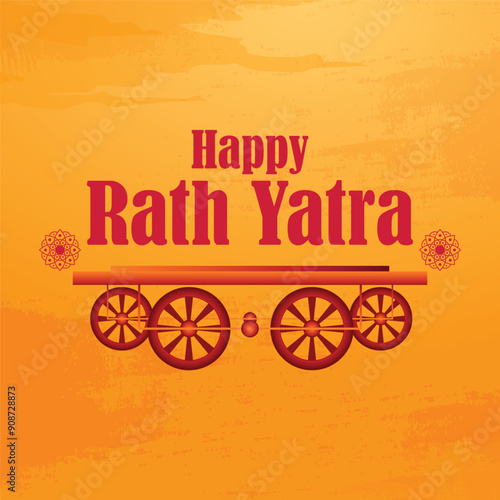 Happy Rath Yatra holiday background celebration for Lord Jagannath, Balabhadra and Subhadra.Vector illustration