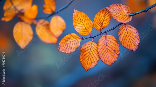 Autumn's touch paints the alder's leaves with shades of fiery orange.
