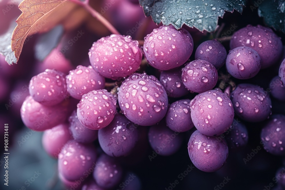custom made wallpaper toronto digitalCloseup of fresh ripe purple grapes covered with water drops