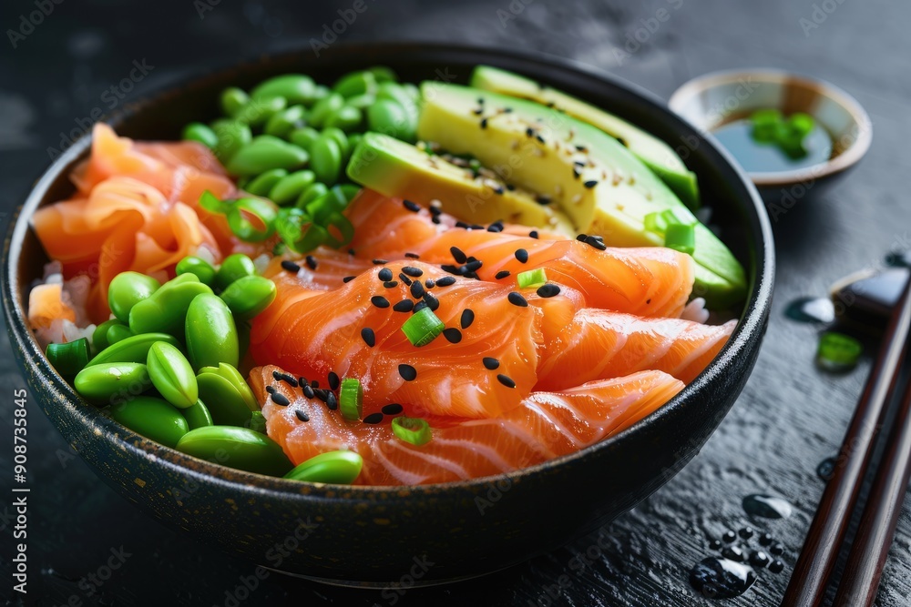 Salmon Poke Bowl with Avocado and Edamame Salmon Poke Bowl with Avocado and Edamame
