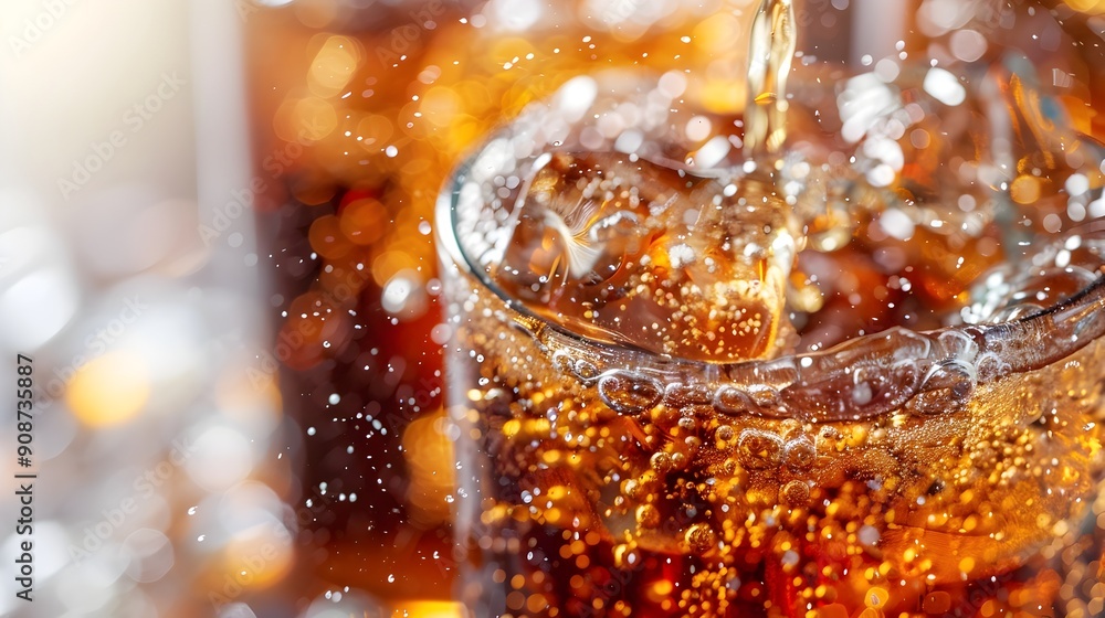 Closeup View of Pouring Soda or Fizzy Beverage into a Glass with Clear Background Closeup View of Pouring Soda or Fizzy Beverage into a Glass with Clear Background