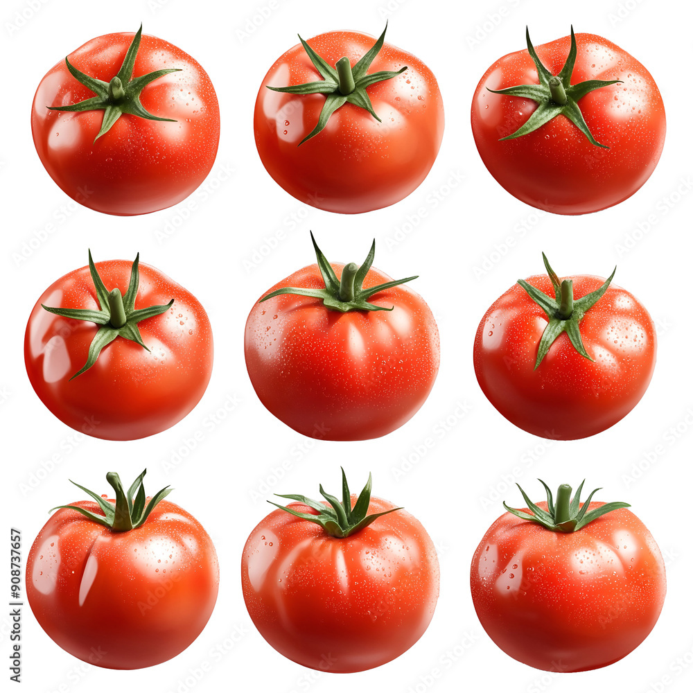 set of red tomatoes isolated on white background set of red tomatoes isolated on white background