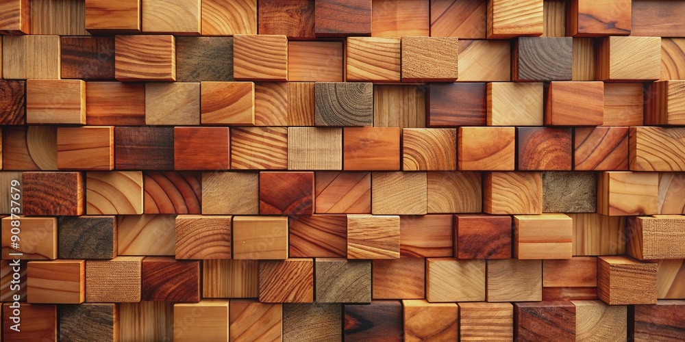 Dramatically lit, stacked cherry veneer wooden blocks form a seamless background, showcasing natural wood texture and rich, warm tones in a beautifully abstract composition. Dramatically lit, stacked cherry veneer wooden blocks form a seamless background, showcasing natural wood texture and rich, warm tones in a beautifully abstract composition.