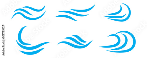 Doodle wind line sketch set. Hand drawn doodle wind motion, air blow, swirl elements. Sketch drawn air blow motion, smoke flow art, abstract line. Isolated on white background . vector illustration.
