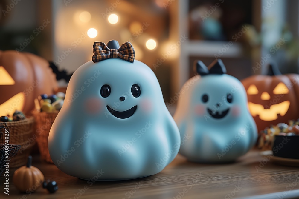 Obraz premium Cute Halloween with whimsical ghoulish decorations