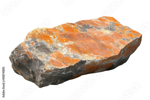 Close-up of an orange and gray rock with natural texture. Perfect for geology, natural history, and earth science projects.