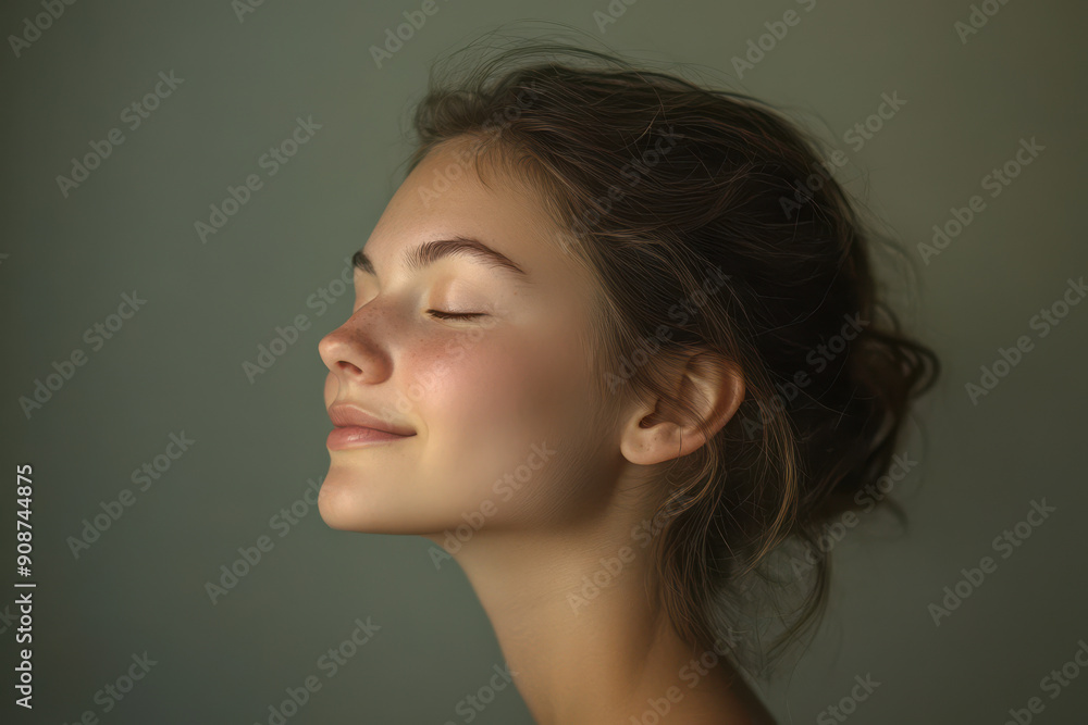 A close up of a girl's face with her eyes closed A close up of a girl's face with her eyes closed