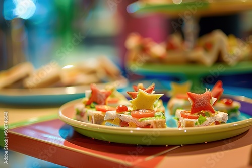  Colorful star-shaped snacks on plate photo