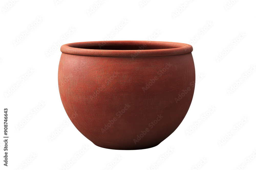 Red clay pot isolated on transparent background. Round terra cotta planter perfect for indoor and outdoor use. Traditional pottery decor. Red clay pot isolated on transparent background. Round terra cotta planter perfect for indoor and outdoor use. Traditional pottery decor.