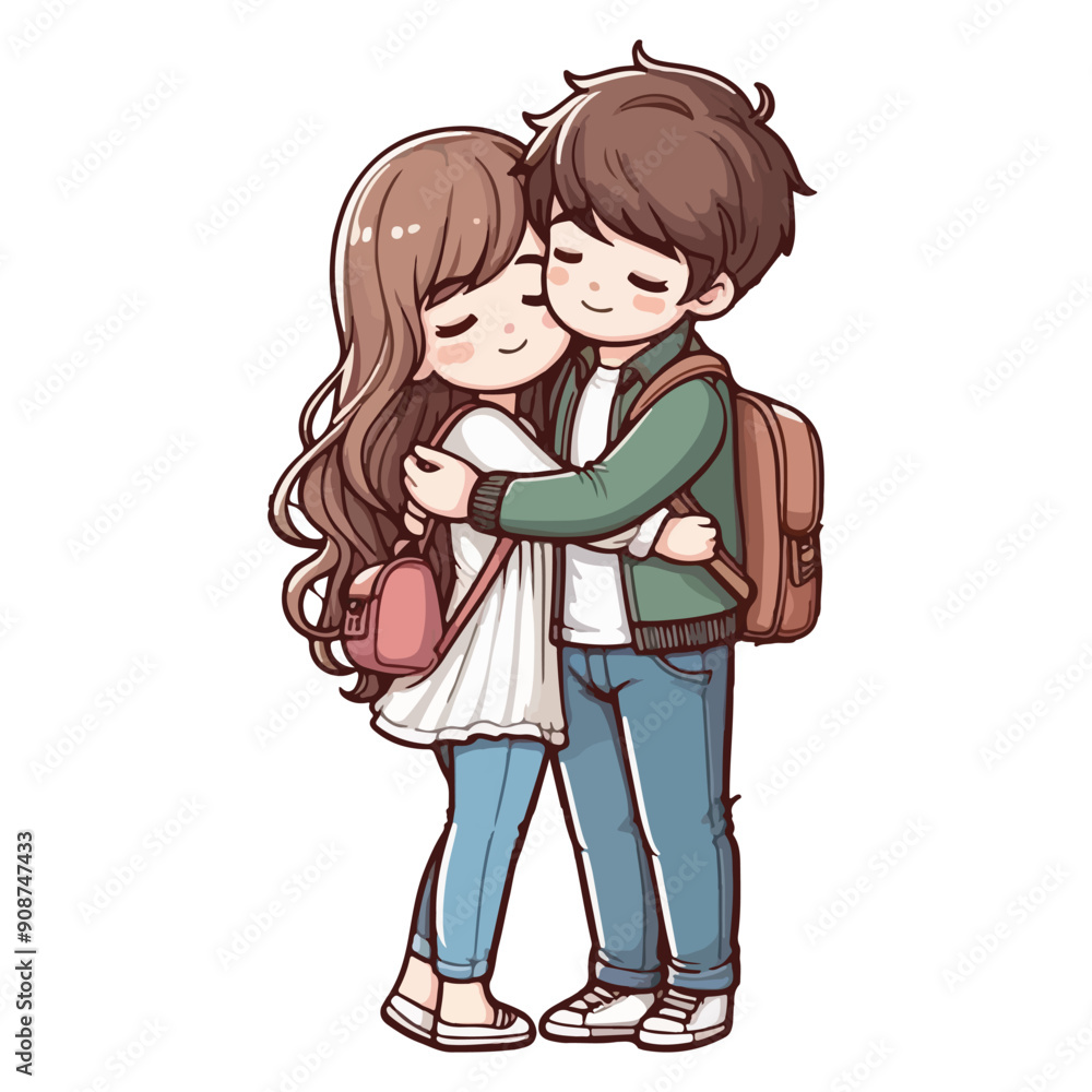 Young loving smiling couple boy and girl standing hugging and embracing each other feeling in love Young loving smiling couple boy and girl standing hugging and embracing each other feeling in love