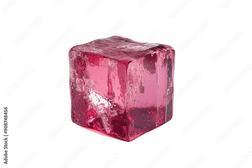 Vibrant red ice cube isolated on a transparent background. melting slightly. Perfect for beverage, refreshment, and cooling concepts. Vibrant red ice cube isolated on a transparent background. melting slightly. Perfect for beverage, refreshment, and cooling concepts.