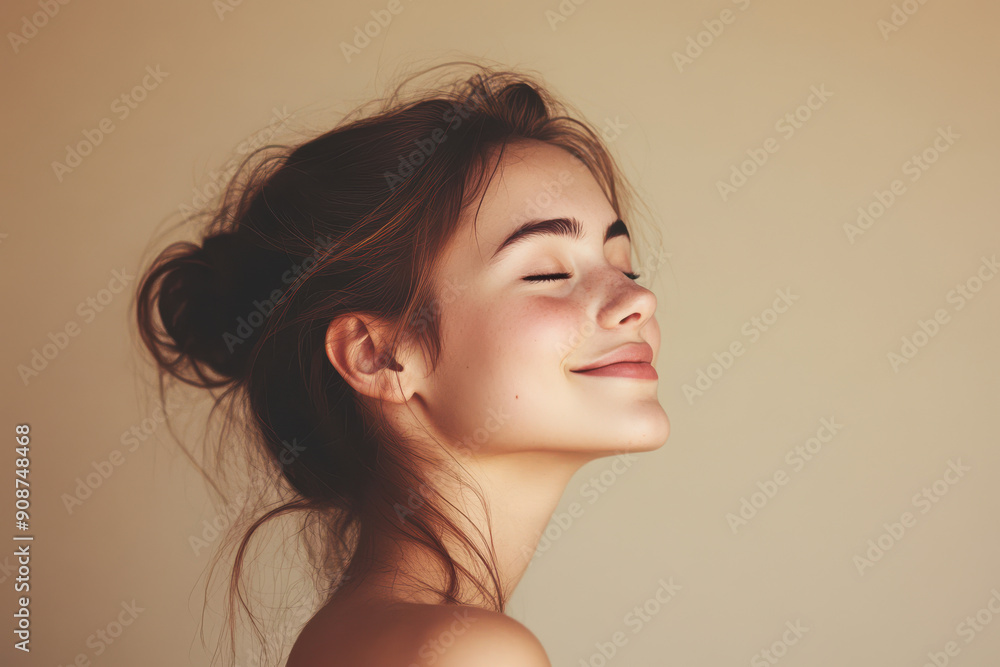 A close up of a girl's face with her eyes closed A close up of a girl's face with her eyes closed