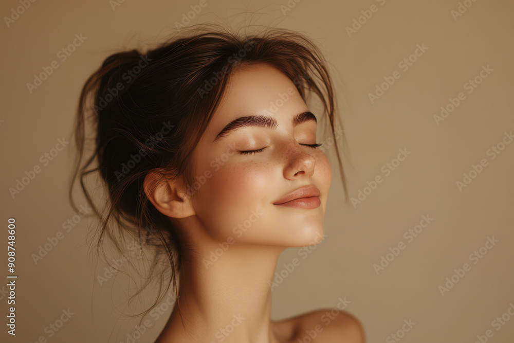 A close up of a girl's face with her eyes closed A close up of a girl's face with her eyes closed