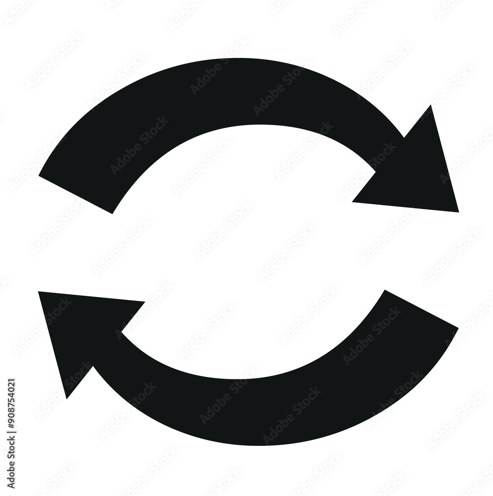 two round thin arrows in a circle. two identical arrows following each other. two round thin arrows in a circle. two identical arrows following each other.
