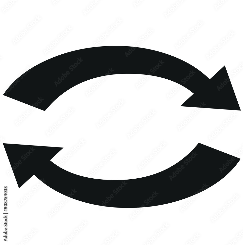 two round thin arrows in a circle. two identical arrows following each other. two round thin arrows in a circle. two identical arrows following each other.