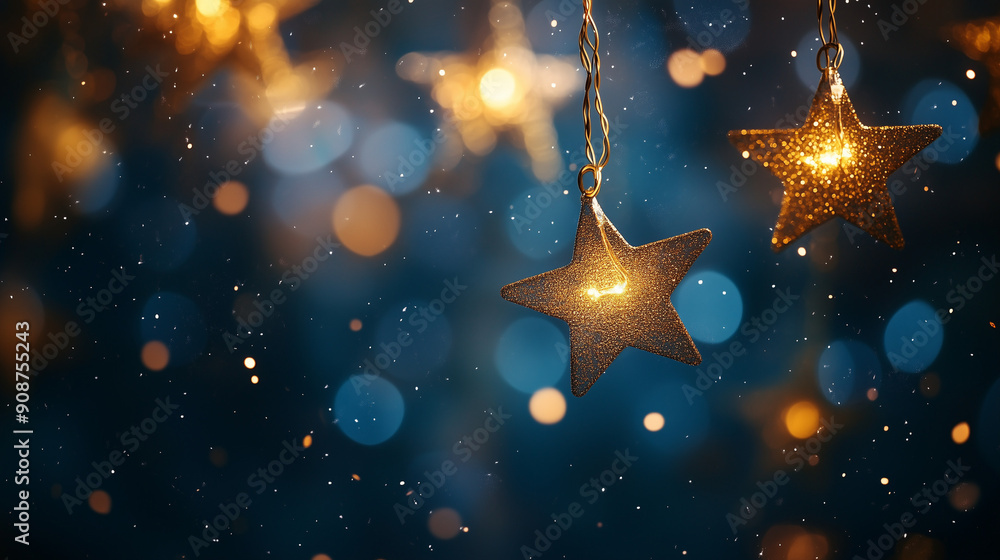 Golden christmas star lights Golden christmas star lights