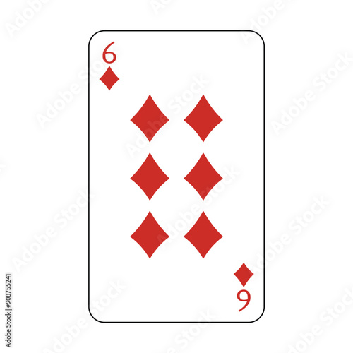 The playing card is the red diamond number six.