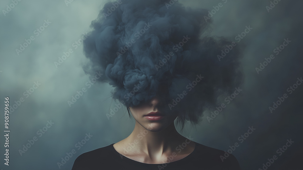 A woman with smoke billowing from her head, representing the concept of overthinking. A woman with smoke billowing from her head, representing the concept of overthinking.